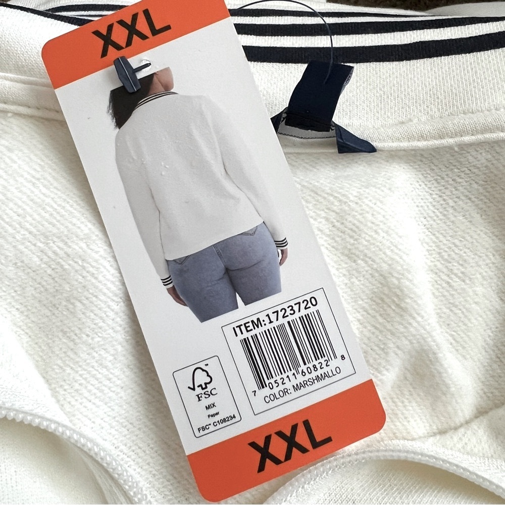 NAUTICA 1/4 Zip Polo Pullover Top Lightweight Sweatshirt White Navy NWT XXL - Picture 7 of 9